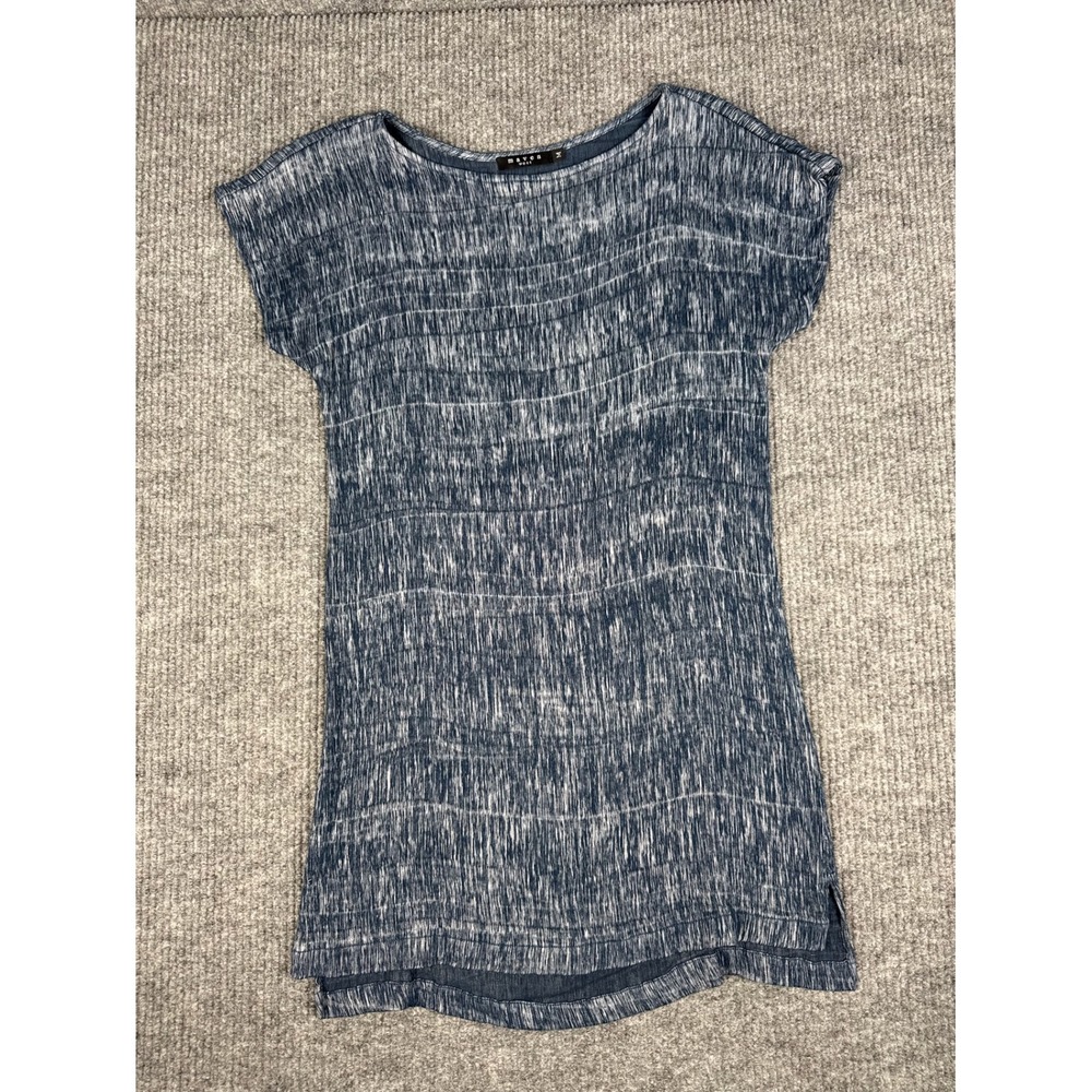 Maven West Tunic Top Womens M Blue Abstract Cupra Rayon Short Sleeve Made in USA